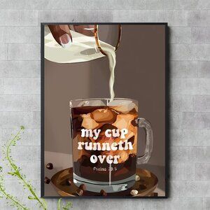Faith Wall Art • Iced Coffee Aesthetic • Trendy Poster | "Blessed & Iced"